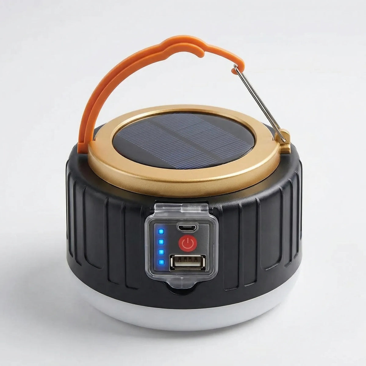Dual-Power LED Camp Lantern with Remote Control – Solar & USB Rechargeable, Waterproof, Phone Charger for Camping, Hiking, Emergencies &