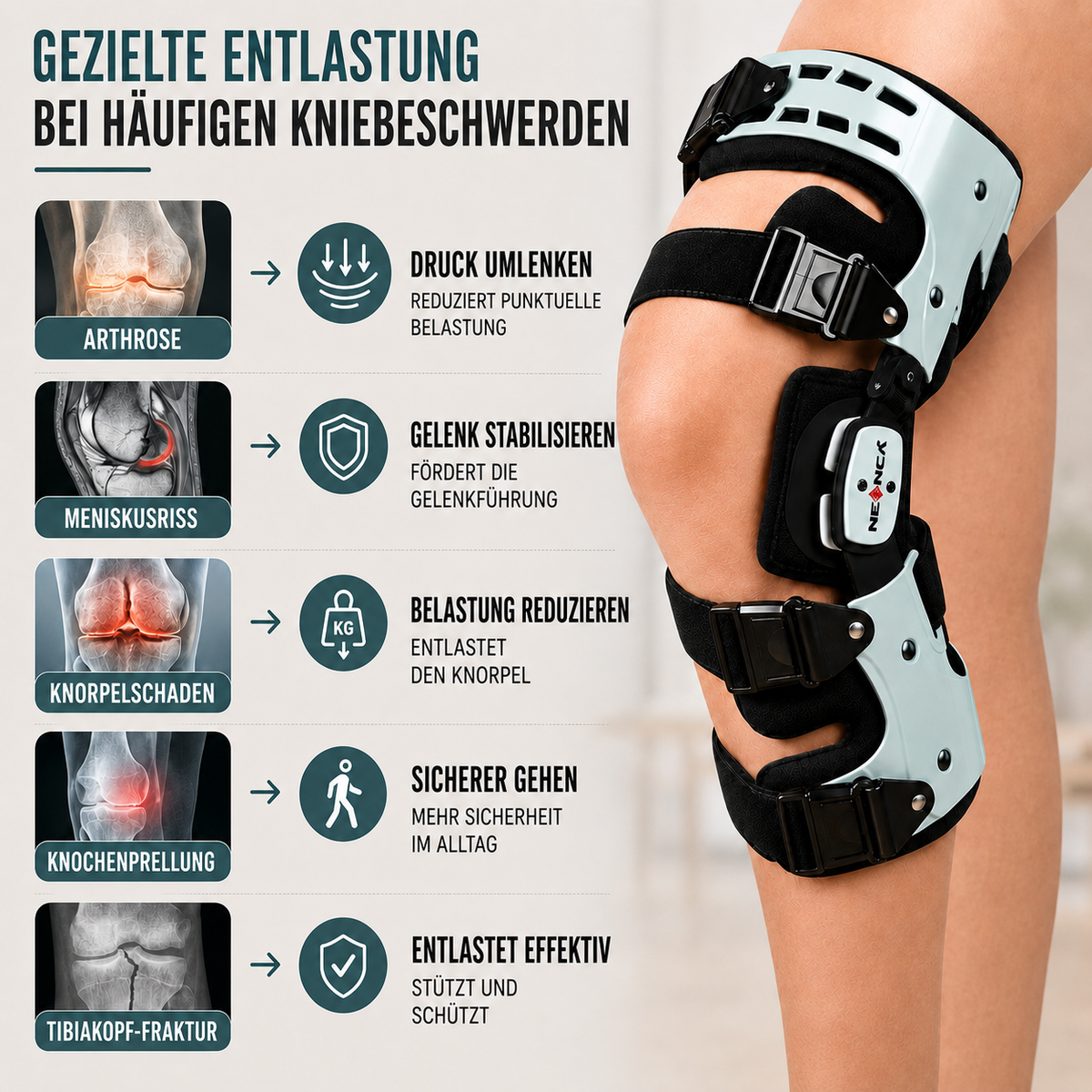 Hinged Knee Brace for Joint Support & Pain Relief – Adjustable Compression Stabilizer for Walking & Daily Activity