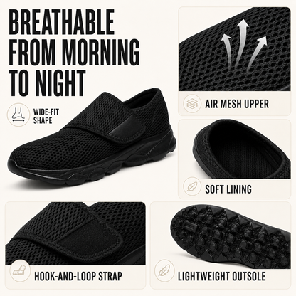 Extra-Wide Adjustable Mesh Slip-On Sneaker for Swollen Feet & Bunions – Cushioned Lightweight Walking Shoe for Men & Women