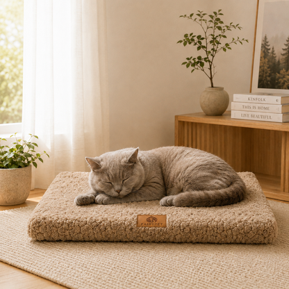 Cushioned Pet Resting Pad with Removable Washable Cover & Non-Skid Bottom for Dogs & Cats