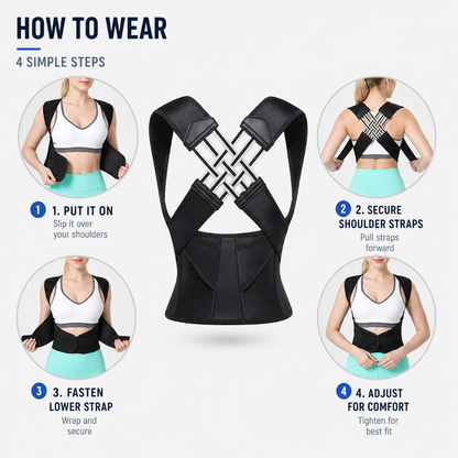 Adjustable Posture Corrector Back Support Brace for Upper and Lower Spine Alignment, Slouch Relief, Shoulder Realignment, Comfortable Wear