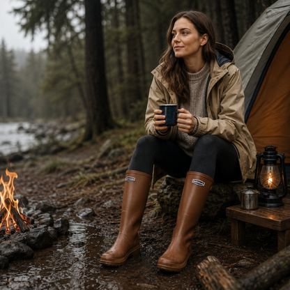 Knee-High Waterproof Rain Boots for Women & Men – Slip-On Rubber Boots with Non-Slip Sole for Muddy Terrain, Gardening & Outdoor Activities