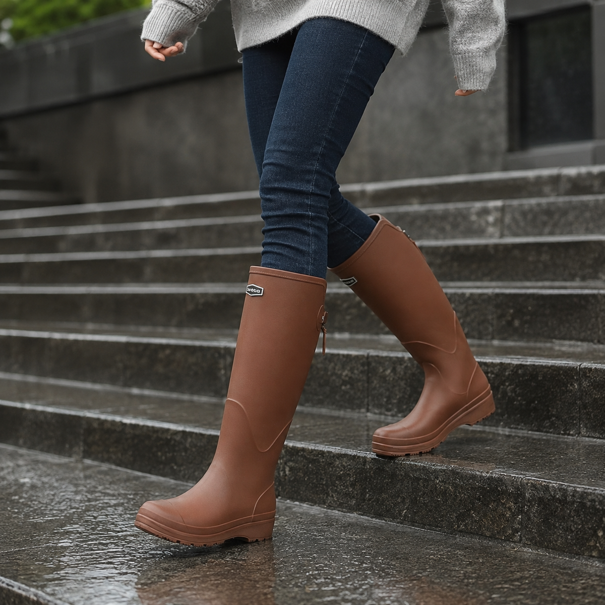 Knee-High Waterproof Rain Boots for Women & Men – Slip-On Rubber Boots with Non-Slip Sole for Muddy Terrain, Gardening & Outdoor Activities