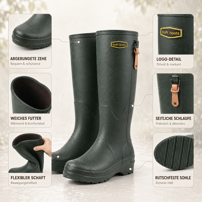 Knee-High Waterproof Rain Boots for Women & Men – Slip-On Rubber Boots with Non-Slip Sole for Muddy Terrain, Gardening & Outdoor Activities