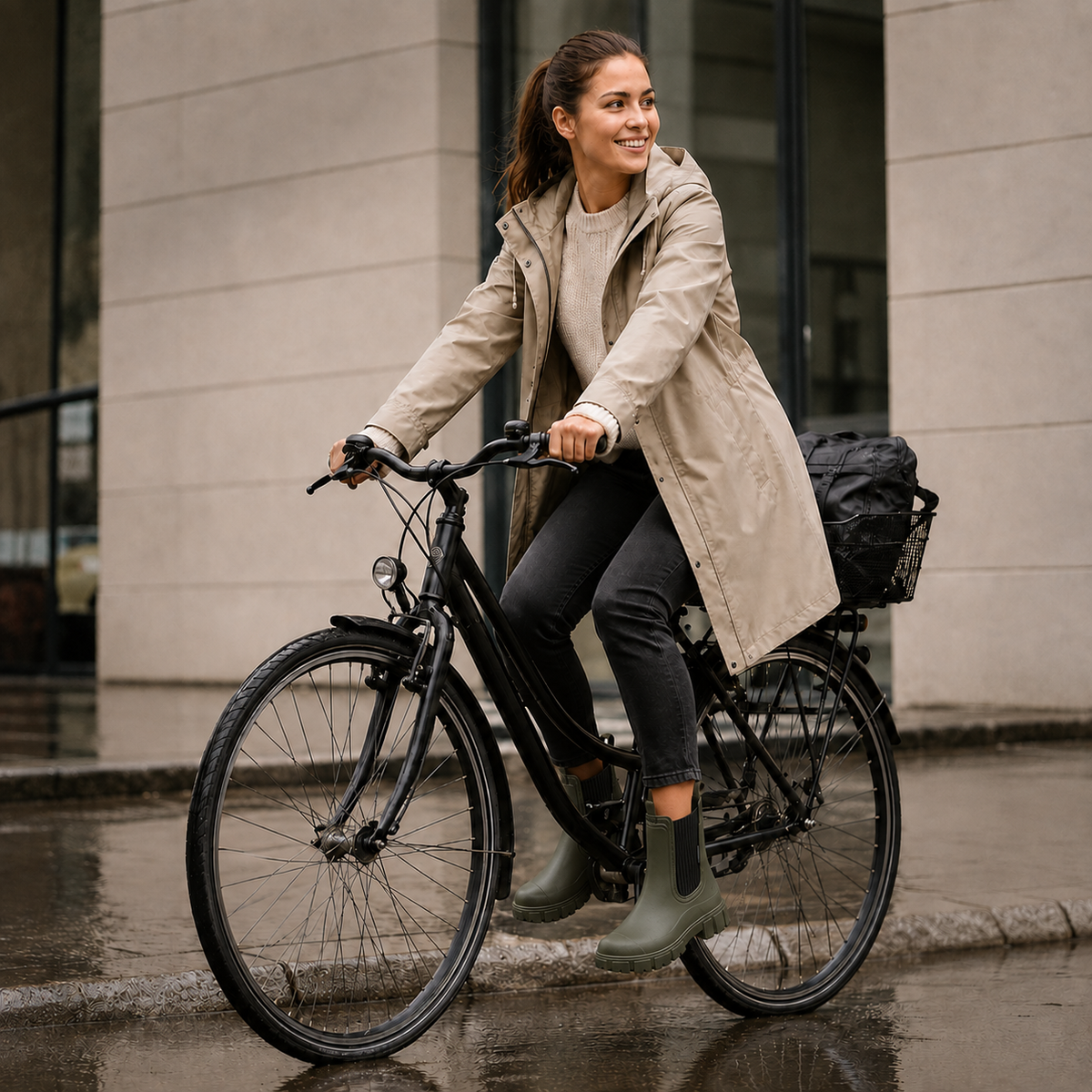 Women's Waterproof Ankle Rain Boots with Non-Slip Sole – Chelsea Pull-On Short Booties for Wet Weather, Urban Commute & Outdoor