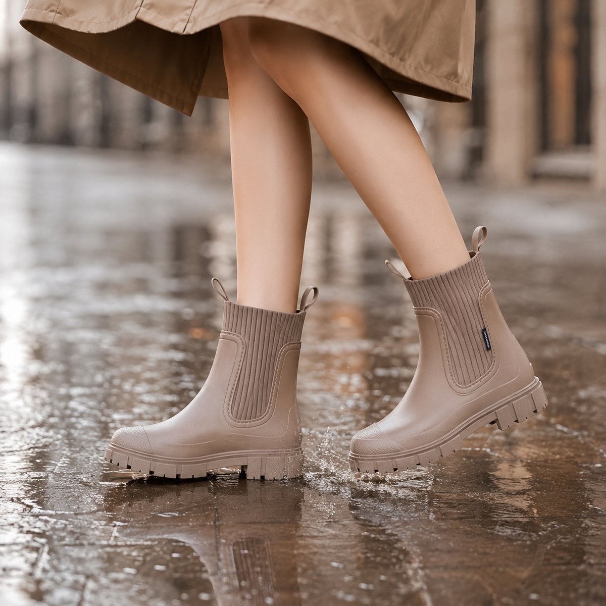 Women's Waterproof Ankle Rain Boots with Non-Slip Sole – Chelsea Pull-On Short Booties for Wet Weather, Urban Commute & Outdoor