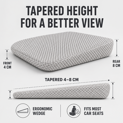 Elevated Car Seat Cushion with Airflow Honeycomb Design for Driver Comfort & Posture Support