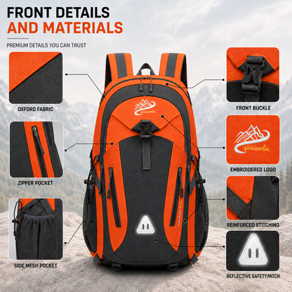 40L Outdoor Backpack with Padded Mesh Panels & Adjustable Straps for Hiking and Travel