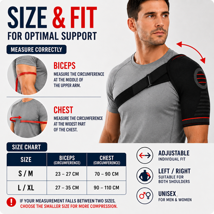 Rotator Cuff Brace with Adjustable Compression Straps for Shoulder Pain Relief & Joint Stability