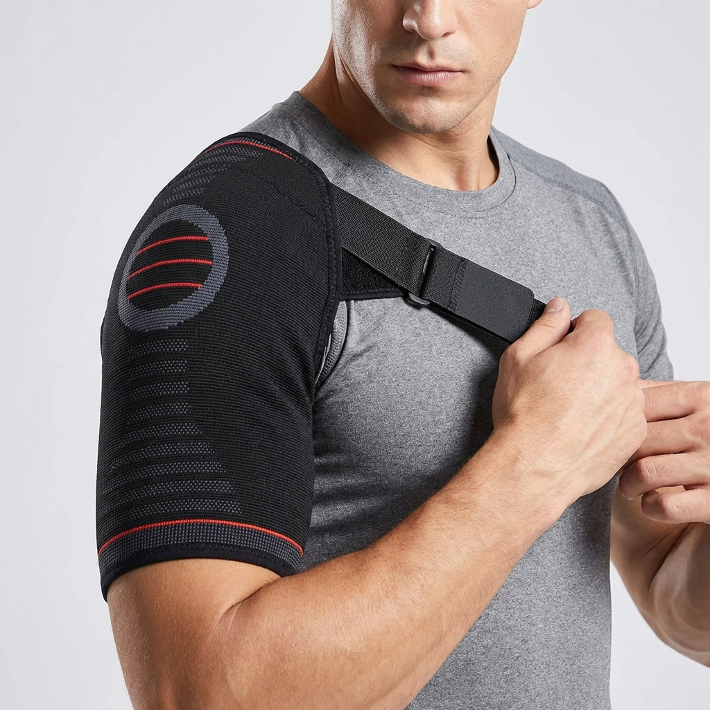 Rotator Cuff Brace with Adjustable Compression Straps for Shoulder Pain Relief & Joint Stability