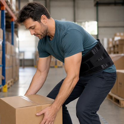 Adjustable Lower Back Support Brace with Dual Compression Straps for Posture Relief and Heavy Lifting