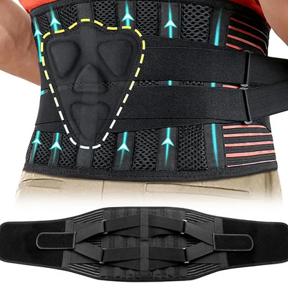 Adjustable Lower Back Support Brace with Dual Compression Straps for Posture Relief and Heavy Lifting