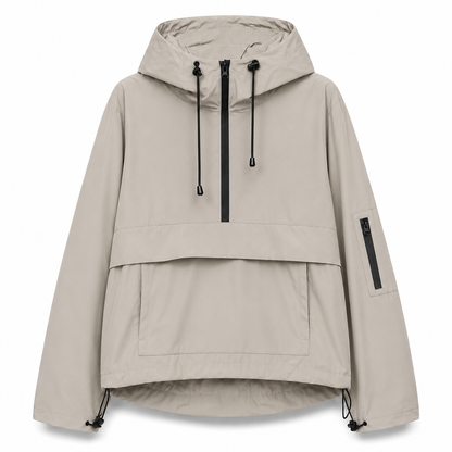 Hooded Weather-Resistant Parka with Front Pocket for All Seasons – Lightweight Windproof Jacket for Women