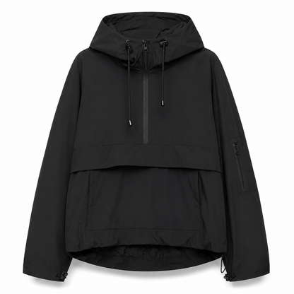 Hooded Weather-Resistant Parka with Front Pocket for All Seasons – Lightweight Windproof Jacket for Women