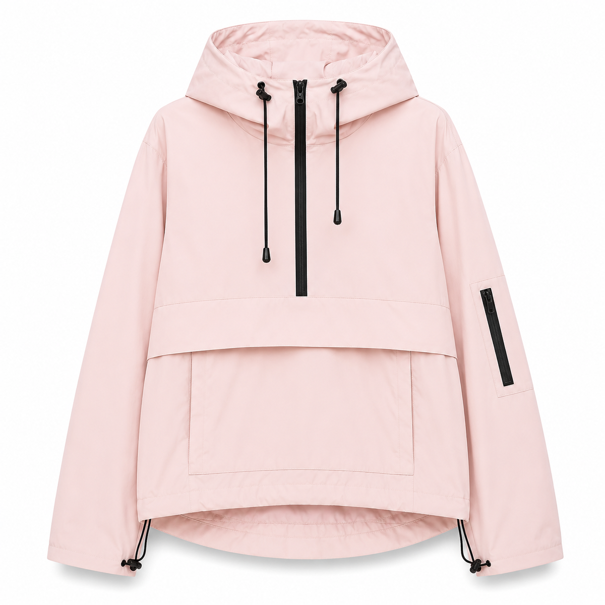 Hooded Weather-Resistant Parka with Front Pocket for All Seasons – Lightweight Windproof Jacket for Women