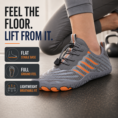 Zero-Drop Training Sneakers for Weightlifting – Thin-Sole Gym Footwear for Squats & Deadlifts – Breathable Mesh, Non-Slip Grip, Men's &