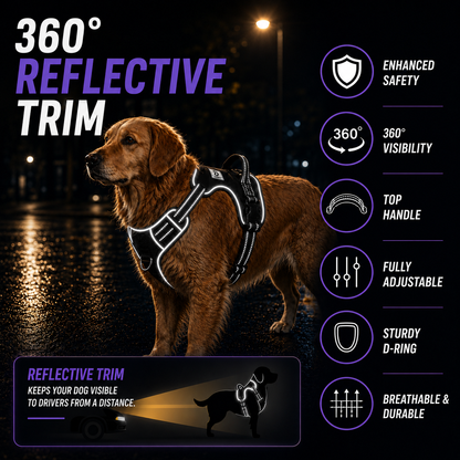 Adjustable Anti-Pull Dog Vest with Front Clip and Reflective Trim for Small to Large Breeds