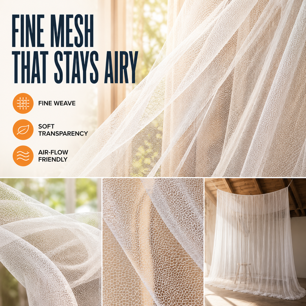 Spacious Hanging Bed Canopy Net | Tall Box-Style Insect Barrier for Double Beds & Camping | 87×79×79 in Interior | White or Black Mesh