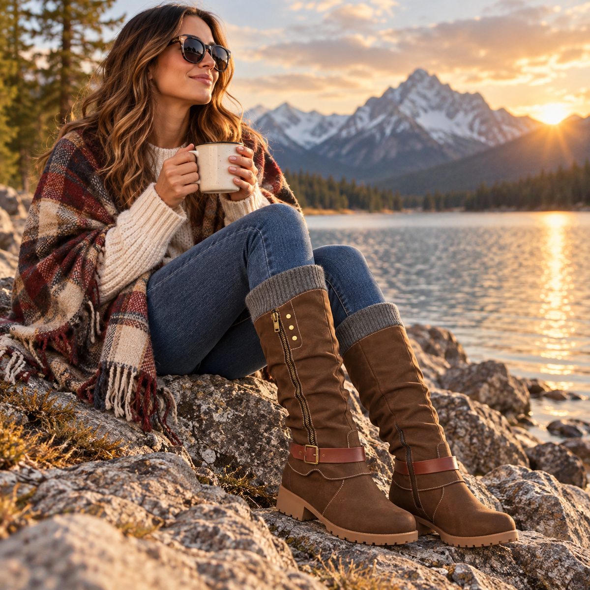 Insulated Mid-Calf Winter Boots with Arch Support for Women & Men – Side Zip Entry, Non-Slip Sole, Cold Weather Footwear