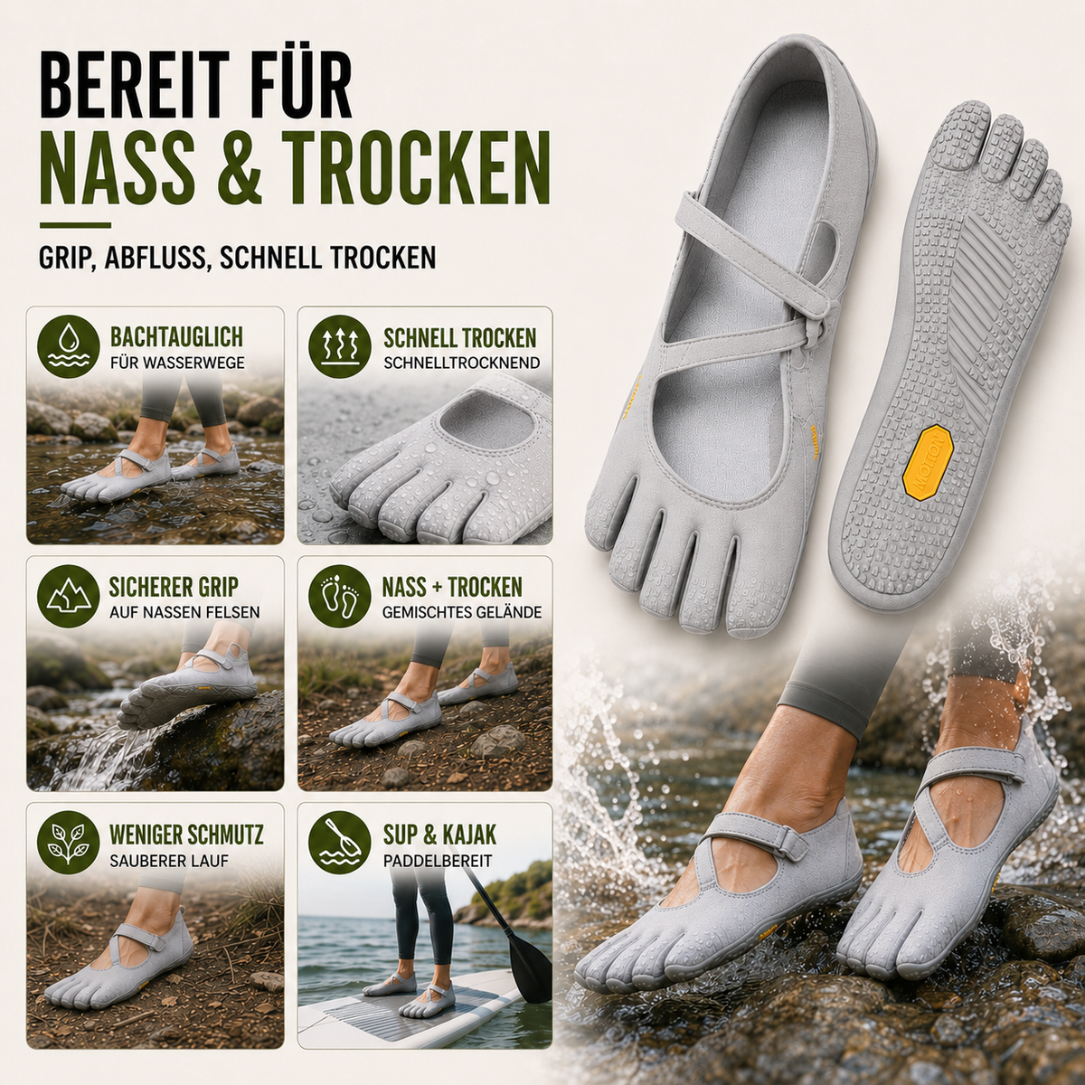 Five-Toe Barefoot Shoes for Women – Flexible Minimal Sole Water-Ready Slip-On for Yoga Gym Hiking Beach Everyday