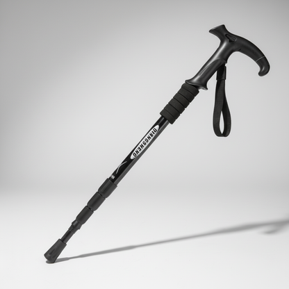 Collapsible Hiking Pole 4-Section Adjustable Trekking Stick Aluminum Alloy Lightweight Walking Staff Ergonomic T-Handle for Mountain Trails