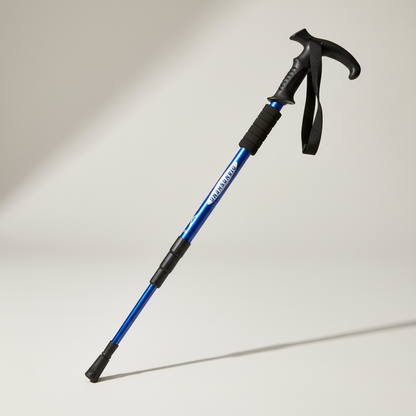 Collapsible Hiking Pole 4-Section Adjustable Trekking Stick Aluminum Alloy Lightweight Walking Staff Ergonomic T-Handle for Mountain Trails