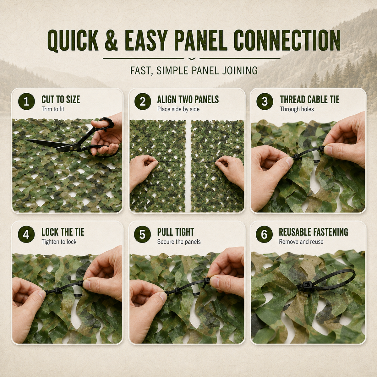 Camouflage Netting Roll – Lightweight Mesh Screen for Hunting Blinds, Shade Cover & Outdoor Privacy