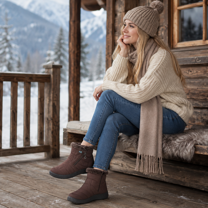 Women's Insulated Waterproof Ankle Boots with Side Zip & Anti-Slip Sole for Cold Weather Walking
