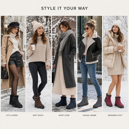 Women's Insulated Waterproof Ankle Boots with Side Zip & Anti-Slip Sole for Cold Weather Walking