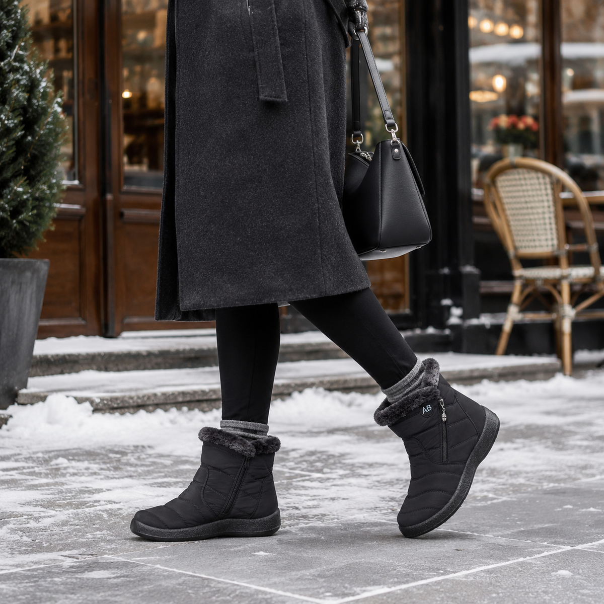 Women's Insulated Waterproof Ankle Boots with Side Zip & Anti-Slip Sole for Cold Weather Walking