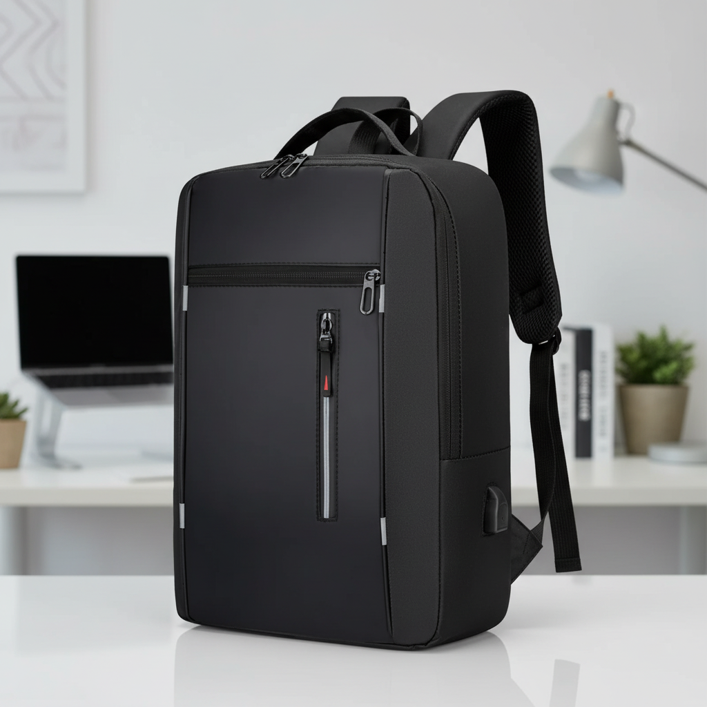 Sac à dos imperméable pour ordinateur portable avec port de charge USB – Compartiment rembourré pour ordinateur 15,6 pouces – Sac de jour pour le travail, l'école et les voyages