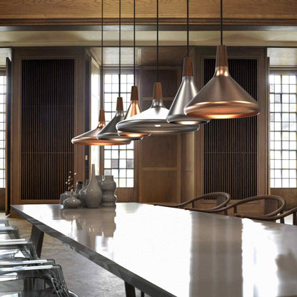 Hanging Drop Ceiling Fixture Wood Metal Shade Adjustable Cord 7-15 inch Diameter for Kitchen Island Dining Room E26 Socket Modern Farmhouse