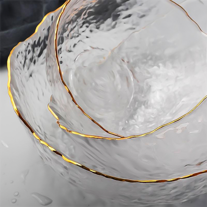 Norwegian Design Glass Serving Bowls with Gold Inlaid Edges