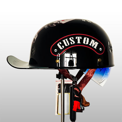 Half-Shell Motorcycle Helmet DOT ECE Certified ABS Cap-Style Urban Street Bike Riding Headgear with Removable Sun Visor & Quick-Release