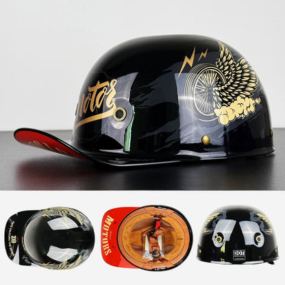 Half Helmet, Lightweight Motorcycle Helmet with ABS Shell, DOT and ECE Certified Open Face Helmet with Visor