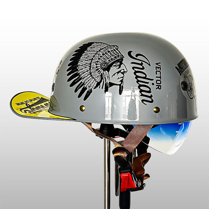 Half Helmet, Lightweight Motorcycle Helmet with ABS Shell, DOT and ECE Certified Open Face Helmet with Visor