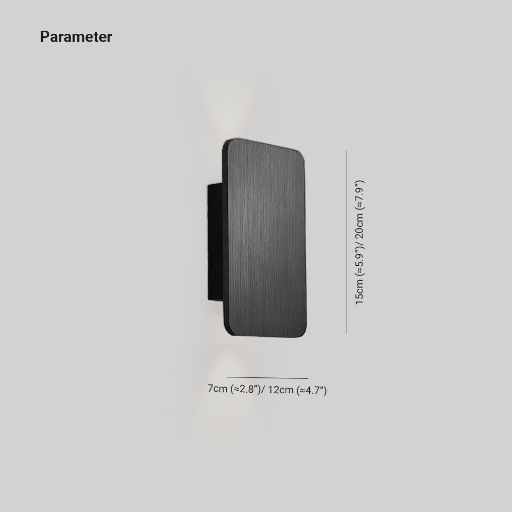 Rectangular Metal LED Wall Sconce for Bedroom & Living Room – Modern Hardwired Indoor Lighting Fixture with Warm Glow in Gold Black White Gr
