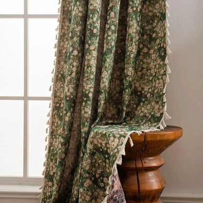FloraLoom – Vintage Floral Tassel Curtain