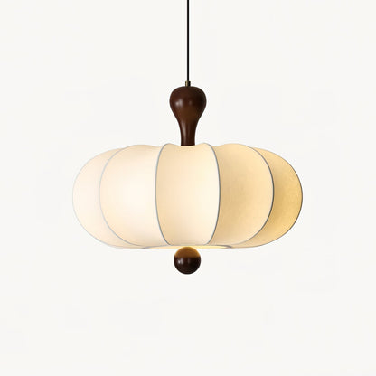 Fabric Drum Pendant Ceiling Light with Wood Accent for Dining Room and Kitchen Island – Soft White Pleated Shade, Modern Minimalist Drop Fix