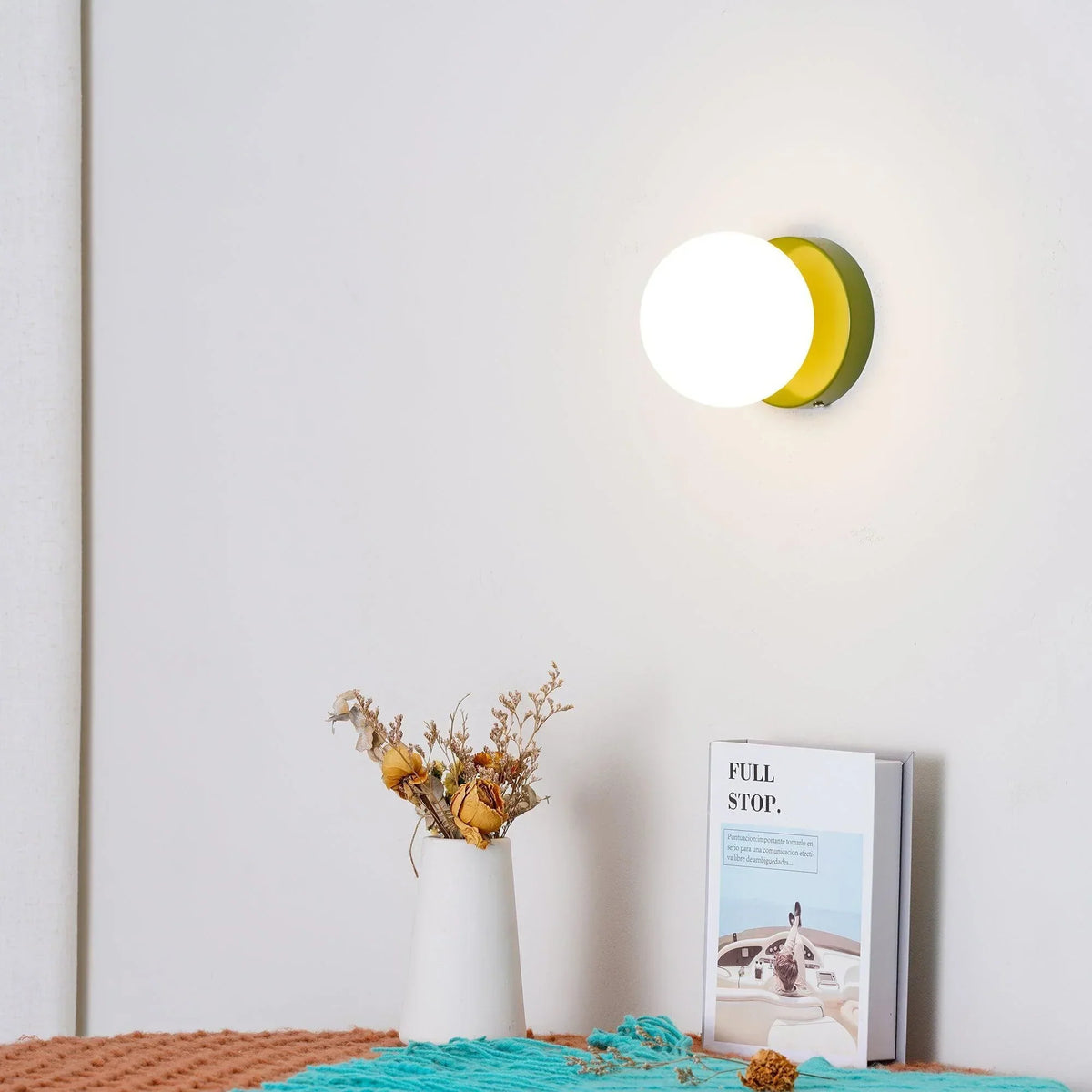 Compact Glass Sconce Light 3.9 in White Accent Fixture Bedside Hallway Nordic Minimalist G9 LED Downlight Indoor Mounted