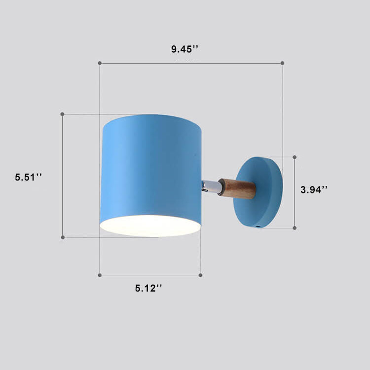 Swivel Arm Sconce Lamp E27 Socket 5 in Metal & Wood Pink Bedside Light for Bedroom Reading Nook Task Lighting Modern Minimalist Hallway