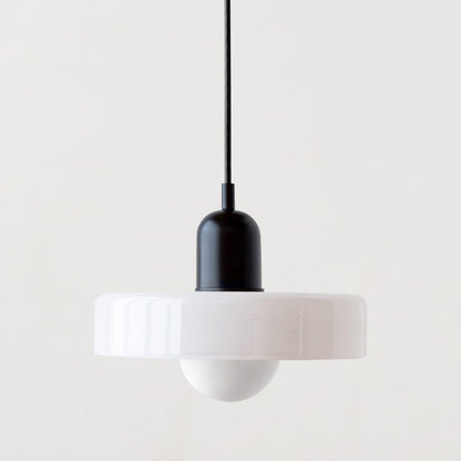 Handcrafted Art Glass Dome Pendant Light, Adjustable Modern Hanging Fixture for Dining Room Kitchen Island Living Room