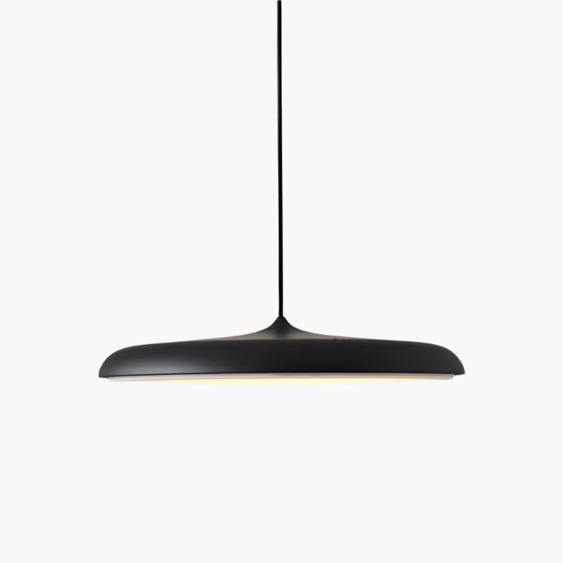 Slimline LED Disc Ceiling Light 10 in Black Metal Acrylic for Kitchen Island Dining Table Contemporary Scandinavian Minimalist Suspended Fix