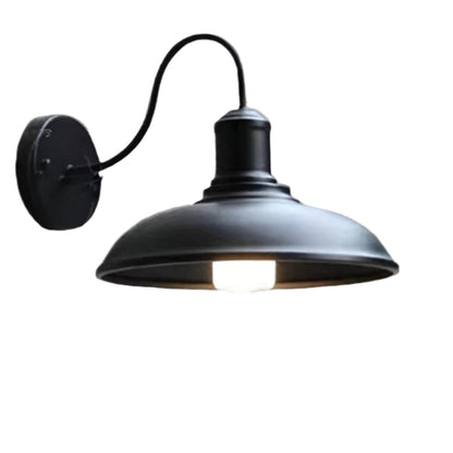 Exterior Iron Sconce Fixture 15 in Black Downlight Bowl Shade for Front Door Patio Walkway Farmhouse Vintage