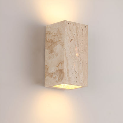Outdoor LED Sconce Natural Stone Up-Down Light Waterproof Garden Wall Mount Fixture for Patio Entryway Facade 6.3 Inch Travertine Exterior L