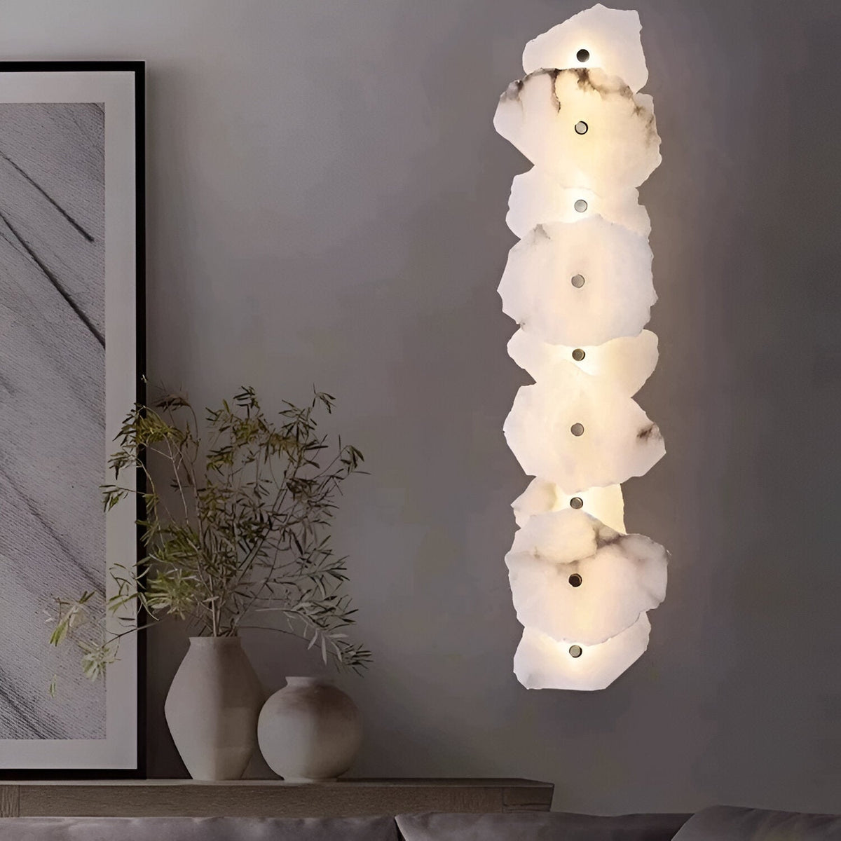 Stone Sconce Light LED Warm Glow for Stairs Entryway Vertical Mount Accent Fixture 5-Inch Contemporary Wall Lighting for Narrow Spaces