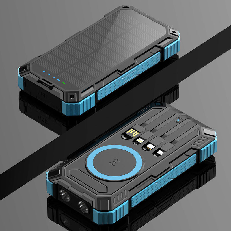 Rugged Solar Power Bank | Multifunctional Charging with Qi Wireless Technology for Outdoor Adventures