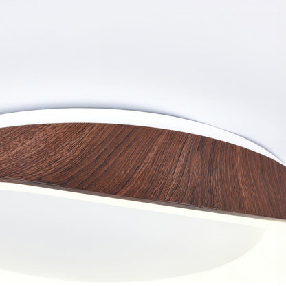 Round Wood Grain Flush Mount LED Light 16-24 Inch Iron Acrylic Fixture for Bedroom Living Room Den Office Scandinavian Minimalist Modern Far