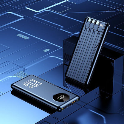 Batterie externe | Chargeur portable haute performance avec gestion intelligente des câbles | Design ultra-fin pour une praticité nomade