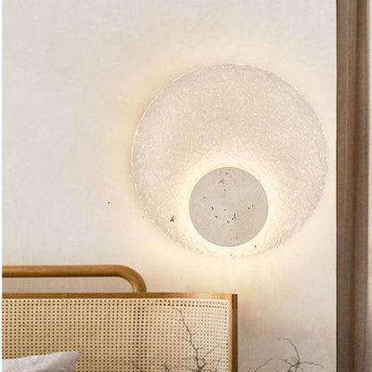Round Stone Sconce with Acrylic Diffuser 12 Inch LED Warm White or Tri-Color Indoor Accent Light for Bedrooms Entryways Modern Interiors Nat